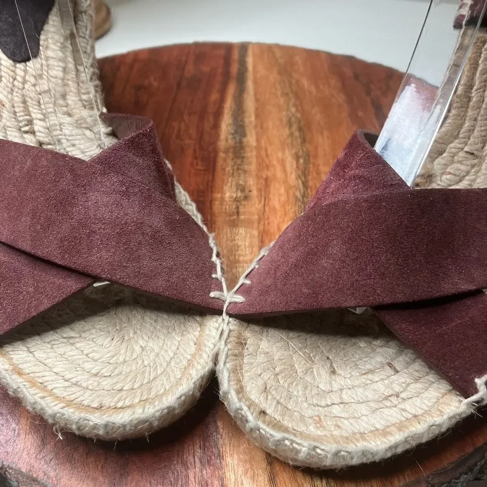 NWT VINCE  9 Leather Platform Suede Espadrille Sandals
